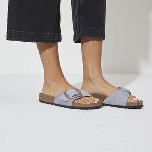 Birkenstock Madrid Big Buckle Nubuck Leather Sandal, Lilac, size 39/8 Reg/Wide